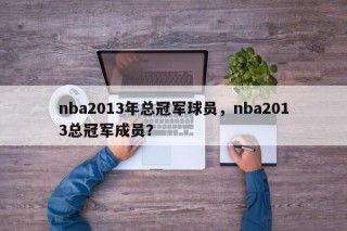 nba2013年总冠军球员，nba2013总冠军成员？